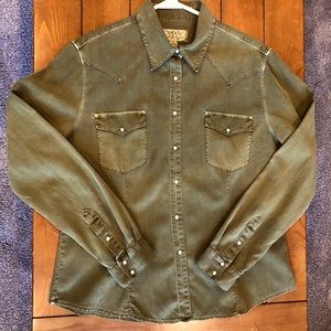 NWOT Ryan Michael Silk Blend Western Shirt
